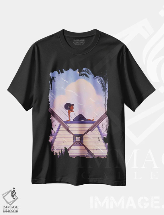 تیشرت مشکی طرح دار پرنسیم، هنر آمریکایی آفریقایی تبار اثر ژنووا بی | immage.ir