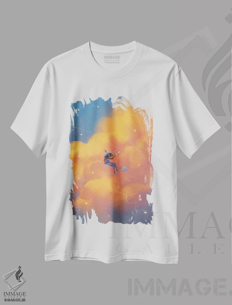 تیشرت سفید طرح دار ابرها، هنر آمریکایی آفریقایی تبار اثر ژنووا بی | فروشگاه ایماژ