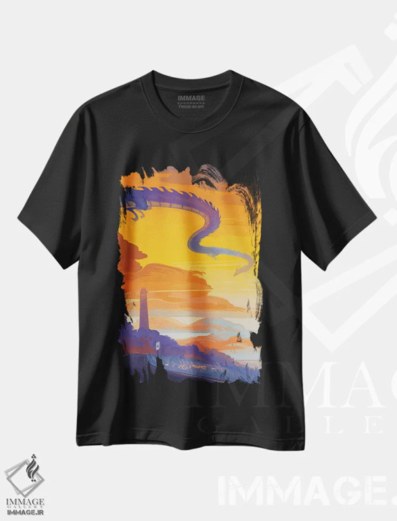 تیشرت مشکی طرح دار عبور، هنر دیجیتال اثر ژنووا بی | فروشگاه ایماژ