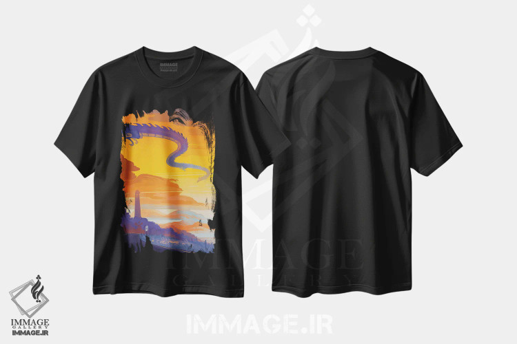 تیشرت مشکی طرح دار عبور، هنر دیجیتال اثر ژنووا بی | فروشگاه ایماژ