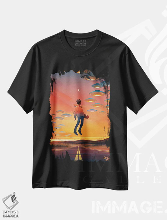 تیشرت مشکی طرح دار ترک کردن، هنر آمریکایی آفریقایی تبار اثر ژنووا بی | فروشگاه ایماژ