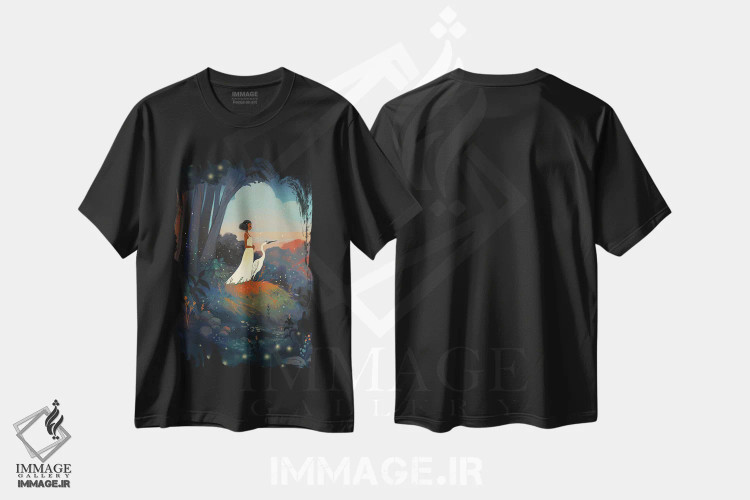 تیشرت مشکی طرح دار چراغ های شب، هنر آمریکایی آفریقایی تبار اثر ژنووا بی | immage.ir