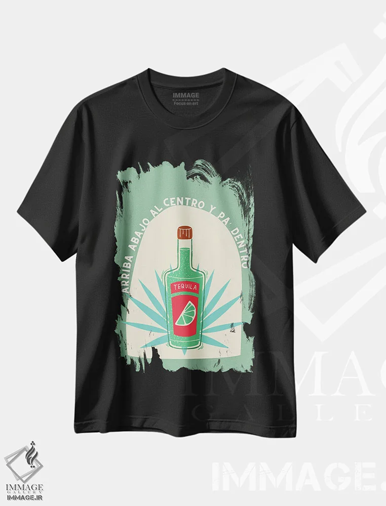 تیشرت مشکی طرح دار تکیلا، تزئینی اثر گائک استودیو | فروشگاه ایماژ