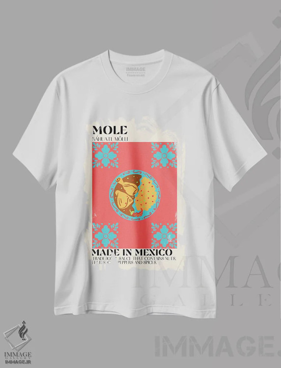 تیشرت سفید طرح دار مولِه، تزئینی اثر گائک استودیو | فروشگاه ایماژ