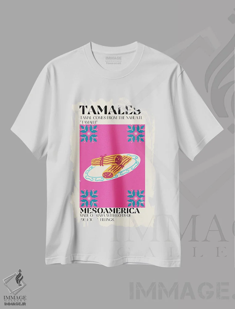 تیشرت سفید طرح دار تاماله ها، تزئینی اثر گائک استودیو | فروشگاه ایماژ