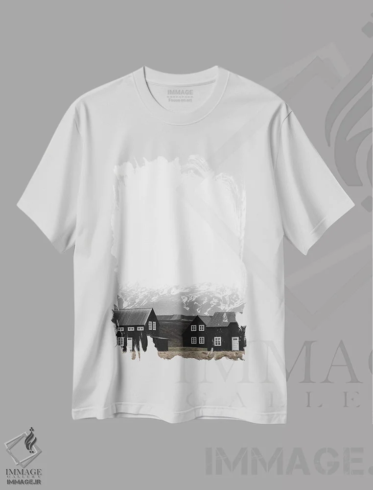 تیشرت سفید طرح دار خانه های سیاه ایسلند I، مدیوم اثر مونیکا استریگل | immage.ir