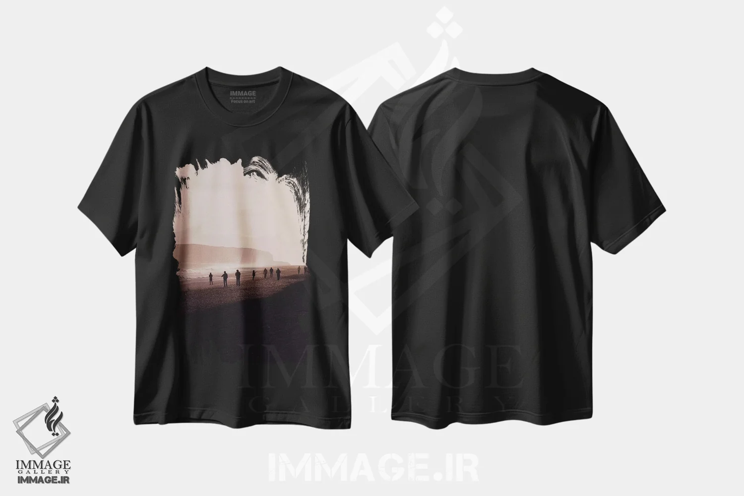 تیشرت مشکی طرح دار ساحل سیاه ویک ایسلند، دکور ساحلی اثر مونیکا استریگل | immage.ir