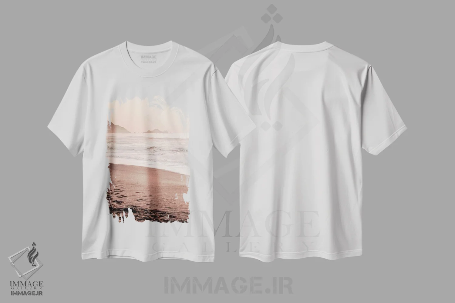 تیشرت سفید طرح دار غروب کالیفرنیا بخش I، دکور ساحلی اثر مونیکا استریگل | immage.ir