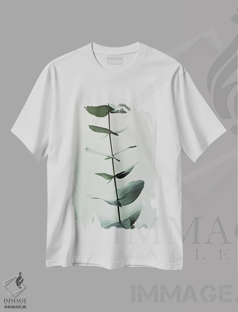 تیشرت سفید طرح دار اکالیپتوس سبز I، دکور معاصر اثر مونیکا استریگل | immage.ir