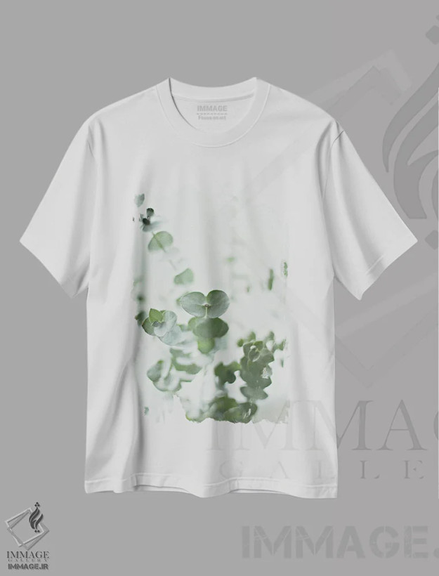 تیشرت سفید طرح دار اکالیپتوس سبز II، دکور معاصر اثر مونیکا استریگل | فروشگاه ایماژ