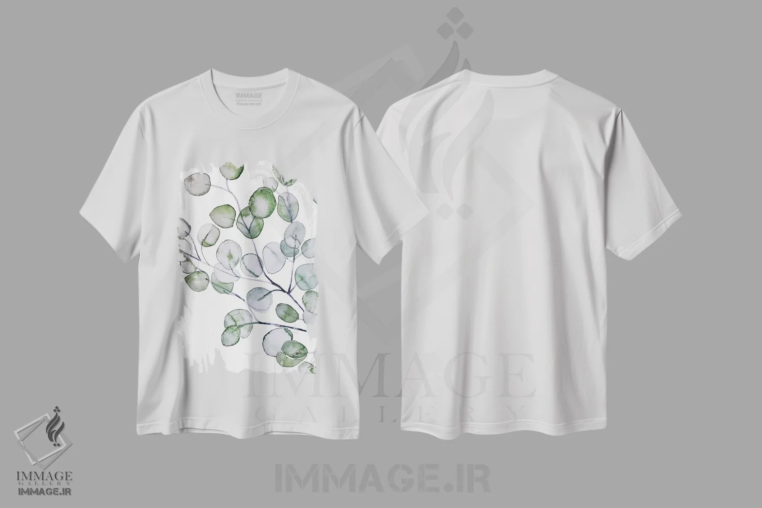 تیشرت سفید طرح دار اکالیپتوس آبرنگی، دکور معاصر اثر مونیکا استریگل | immage.ir