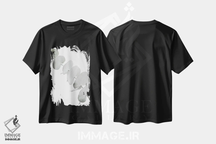 تیشرت مشکی طرح دار اکالیپتوس سفید III، دکور معاصر اثر مونیکا استریگل | فروشگاه ایماژ