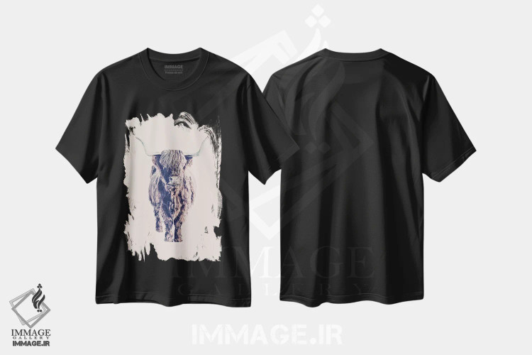 تیشرت مشکی طرح دار گاو کوهستانی کالین، دکور روستایی اثر مونیکا استریگل | immage.ir