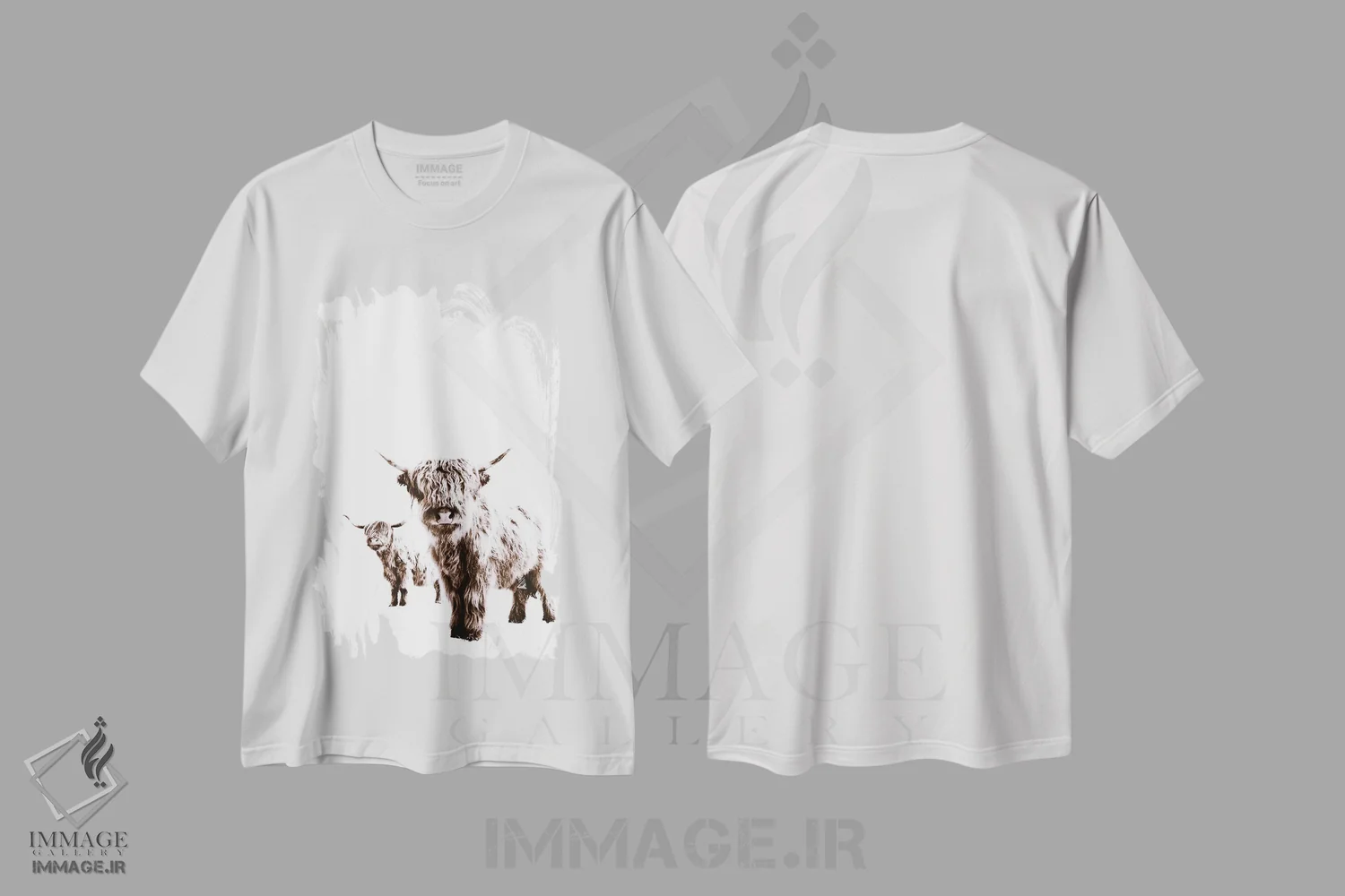 تیشرت سفید طرح دار گاوهای کوهستانی لولو و سارا، دکور روستایی اثر مونیکا استریگل | immage.ir