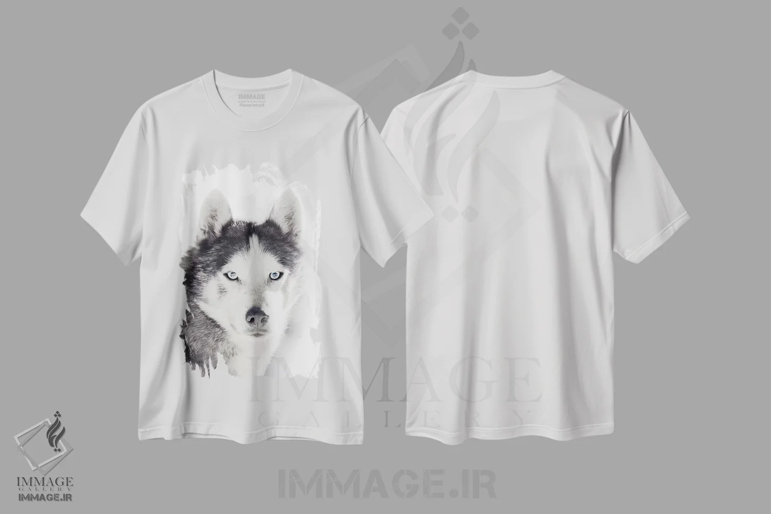 تیشرت سفید طرح دار پرتره هاسکی، دکور کلبه و لژ اثر مونیکا استریگل | immage.ir