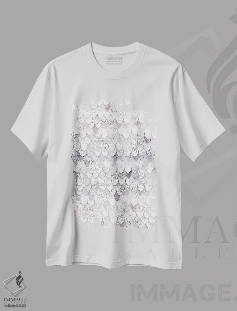 تیشرت سفید طرح دار پری دریایی جادویی سفید، آبستره اثر مونیکا استریگل | فروشگاه ایماژ