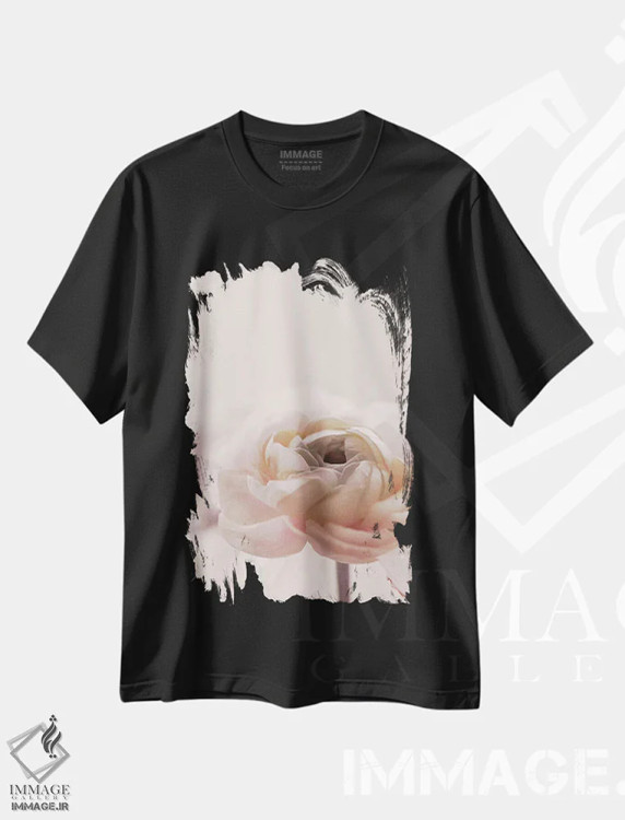 تیشرت مشکی طرح دار گل های رز II، تزئینی اثر مونیکا استریگل | فروشگاه ایماژ