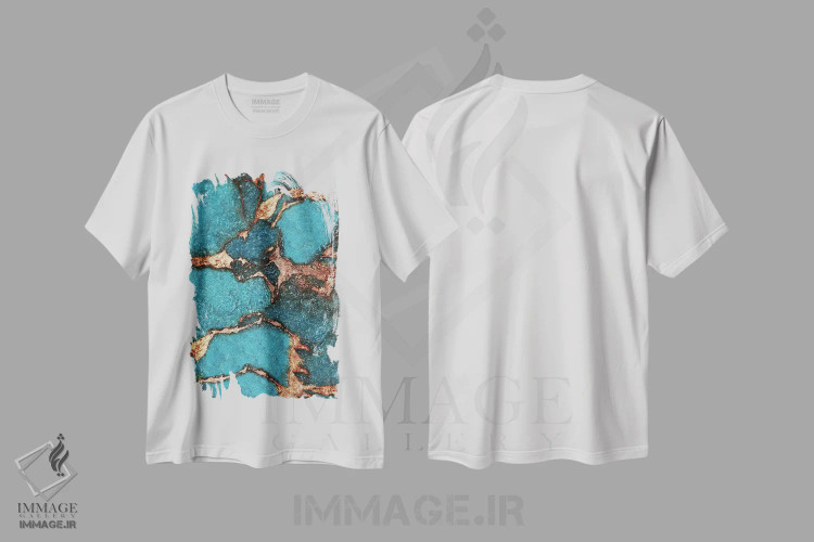 تیشرت سفید طرح دار سنگ قیمتی و طلا اثر مونیکا استریگل | فروشگاه ایماژ