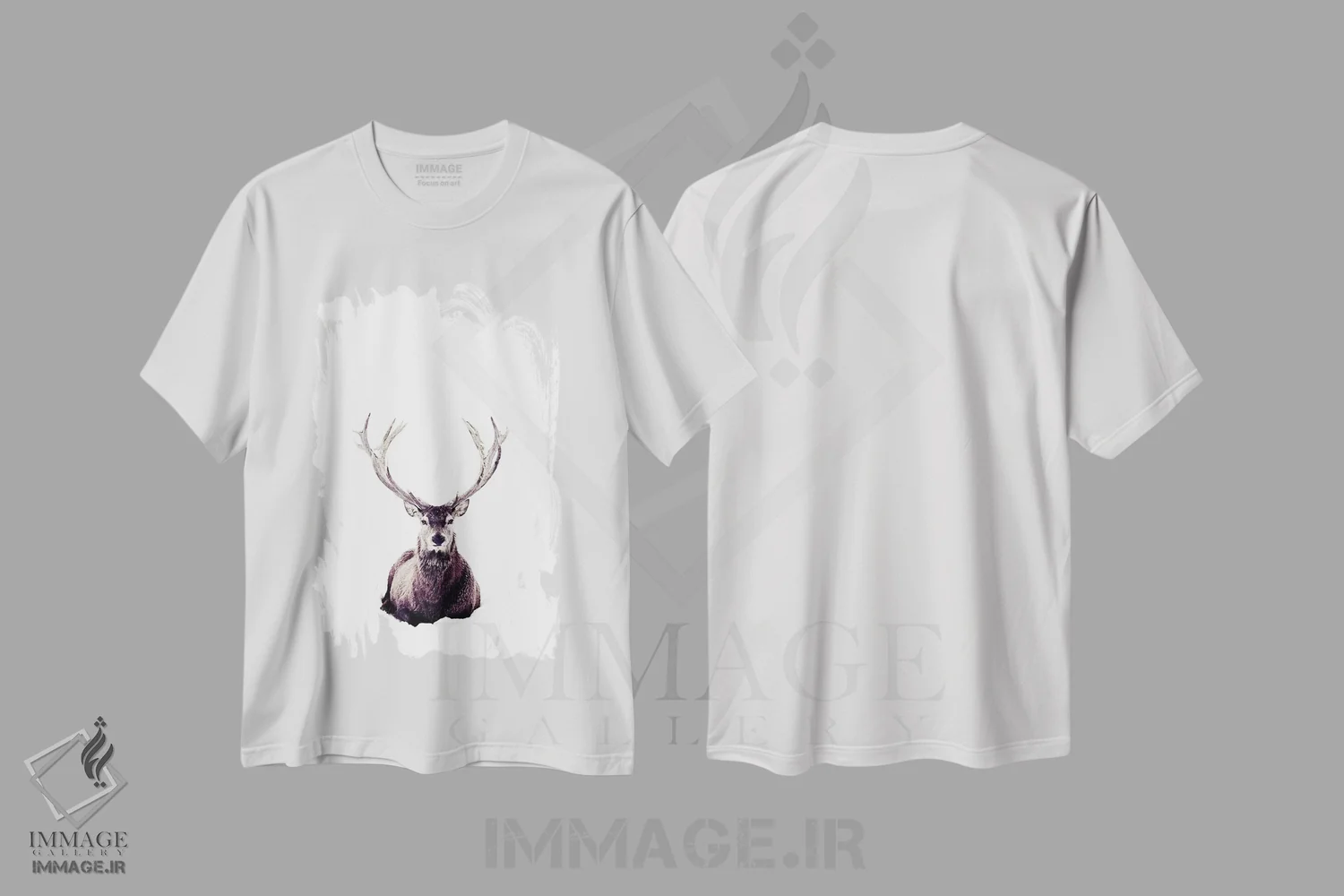 تیشرت سفید طرح دار گوزن در برف III، دکور کلبه و لژ اثر مونیکا استریگل | immage.ir