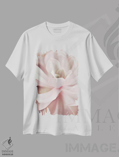 تیشرت سفید طرح دار رز ساکولنت پاستلی، تزئینی اثر مونیکا استریگل | فروشگاه ایماژ