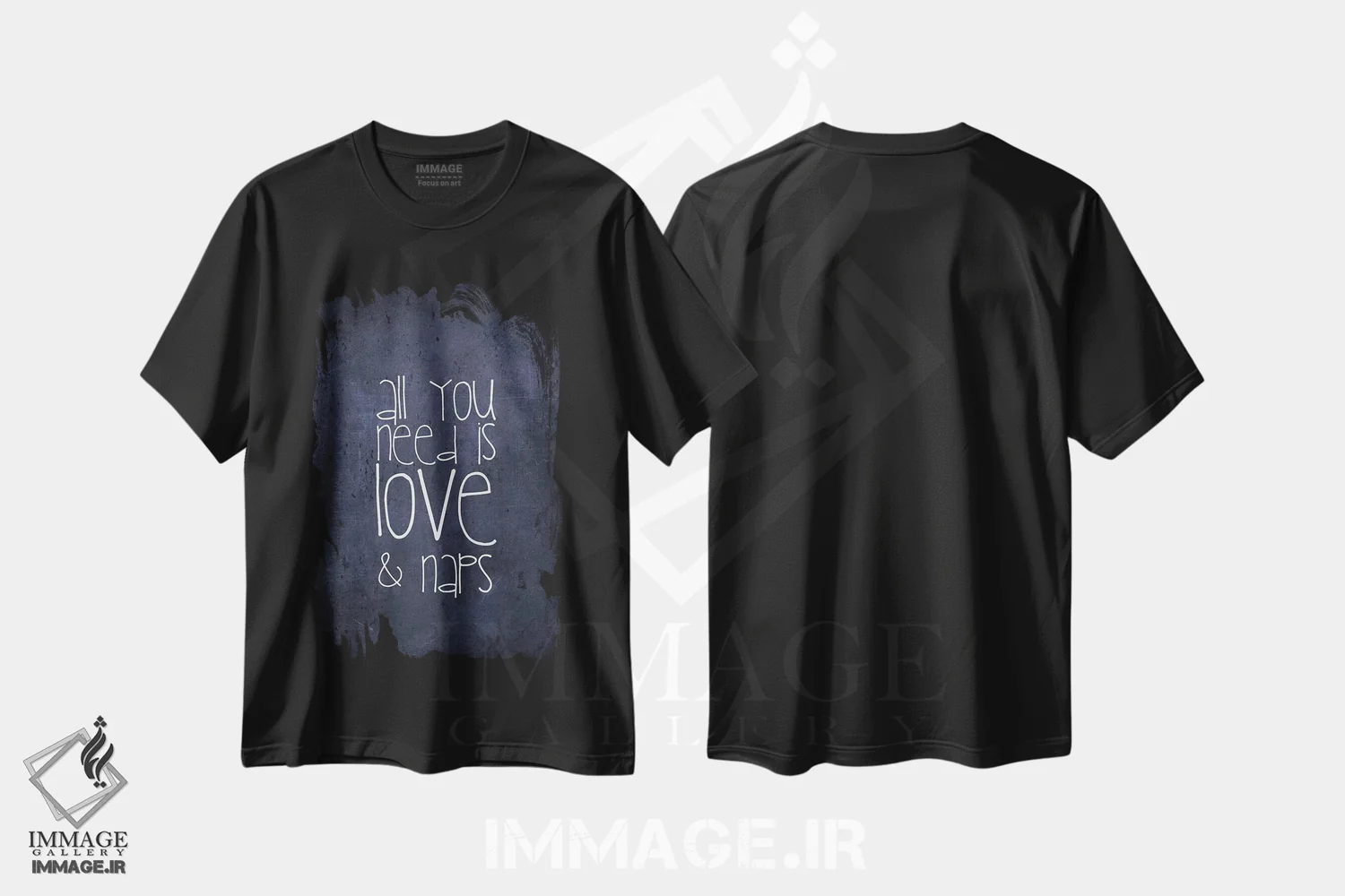 تیشرت مشکی طرح دار همه چیزی که نیاز داری عشق و چرت است، تزئینی اثر مونیکا استریگل | immage.ir
