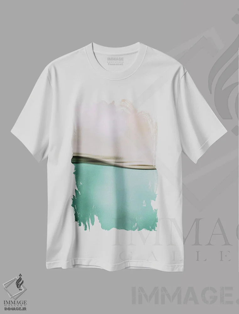 تیشرت سفید طرح دار حرکت آب I، آبستره اثر مونیکا استریگل | فروشگاه ایماژ