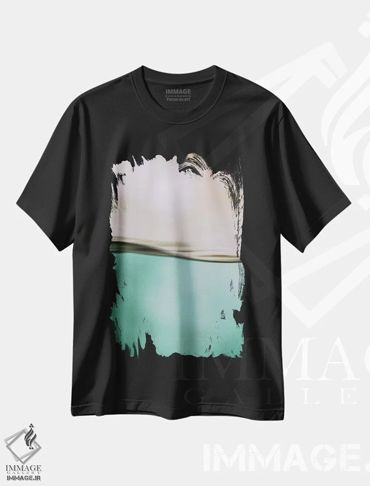 تیشرت مشکی طرح دار حرکت آب I، آبستره اثر مونیکا استریگل | immage.ir