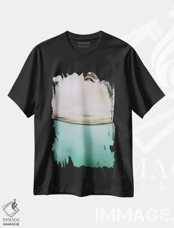 تیشرت مشکی طرح دار حرکت آب II، آبستره اثر مونیکا استریگل | فروشگاه ایماژ