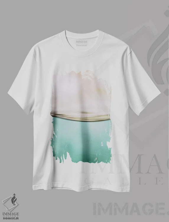 تیشرت سفید طرح دار حرکت آب II، آبستره اثر مونیکا استریگل | immage.ir