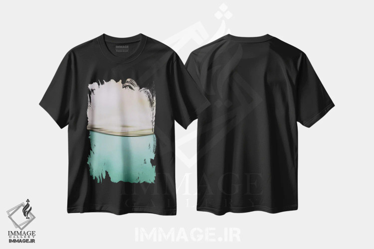 تیشرت مشکی طرح دار حرکت آب II، آبستره اثر مونیکا استریگل | فروشگاه ایماژ