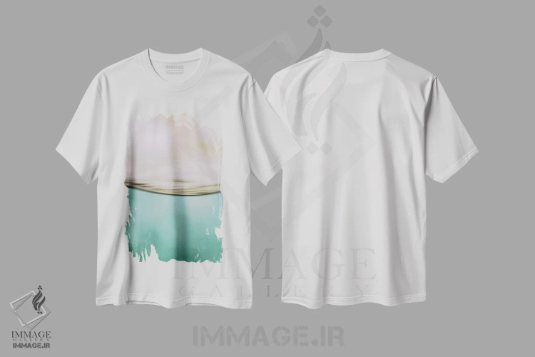 تیشرت سفید طرح دار حرکت آب II، آبستره اثر مونیکا استریگل | immage.ir
