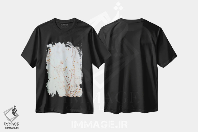 تیشرت مشکی طرح دار گل های وحشی، تزئینی اثر مونیکا استریگل | فروشگاه ایماژ