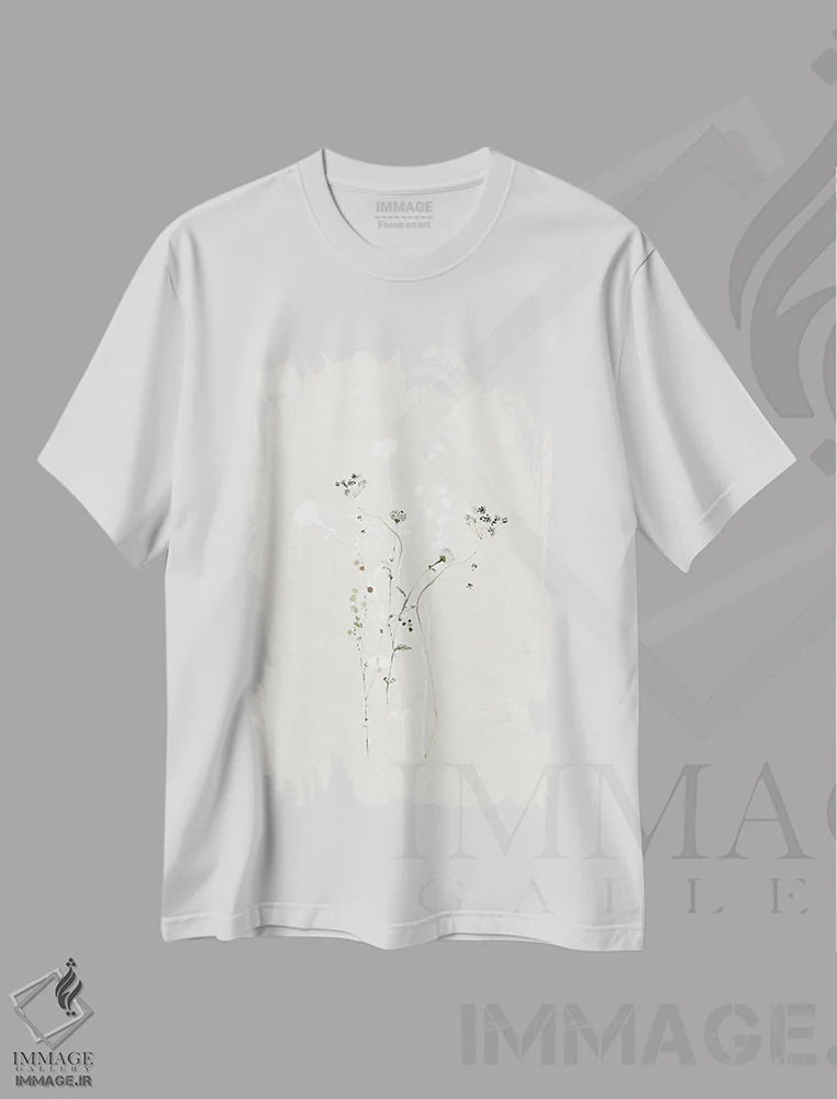 تیشرت سفید طرح دار آرایش گل ژاپنیII، دکور آسیایی اثر مونیکا استریگل | immage.ir