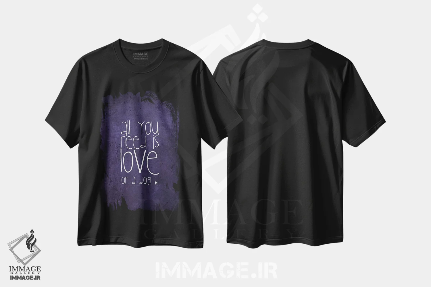 تیشرت مشکی طرح دار همه چیزی که نیاز داری عشق است یا یک سگ، تزئینی اثر مونیکا استریگل | immage.ir