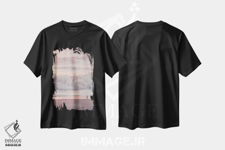 تیشرت مشکی طرح دار ساحل لطفاً!، دکور ساحلی اثر مونیکا استریگل | فروشگاه ایماژ