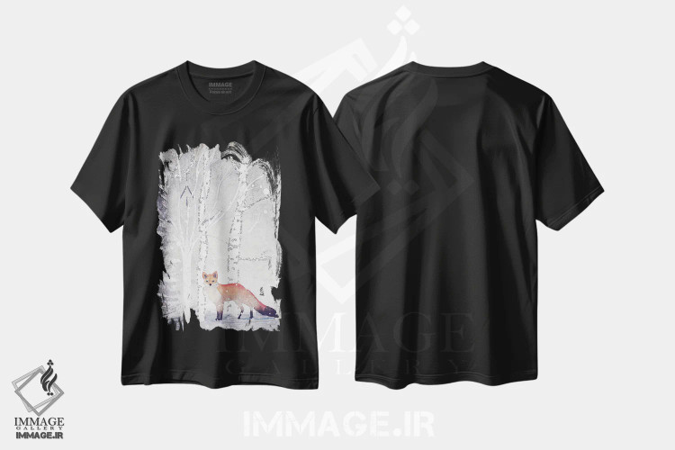 تیشرت مشکی طرح دار آقای فاکس زمستانی II، دکور کلبه و لژ اثر مونیکا استریگل | فروشگاه ایماژ