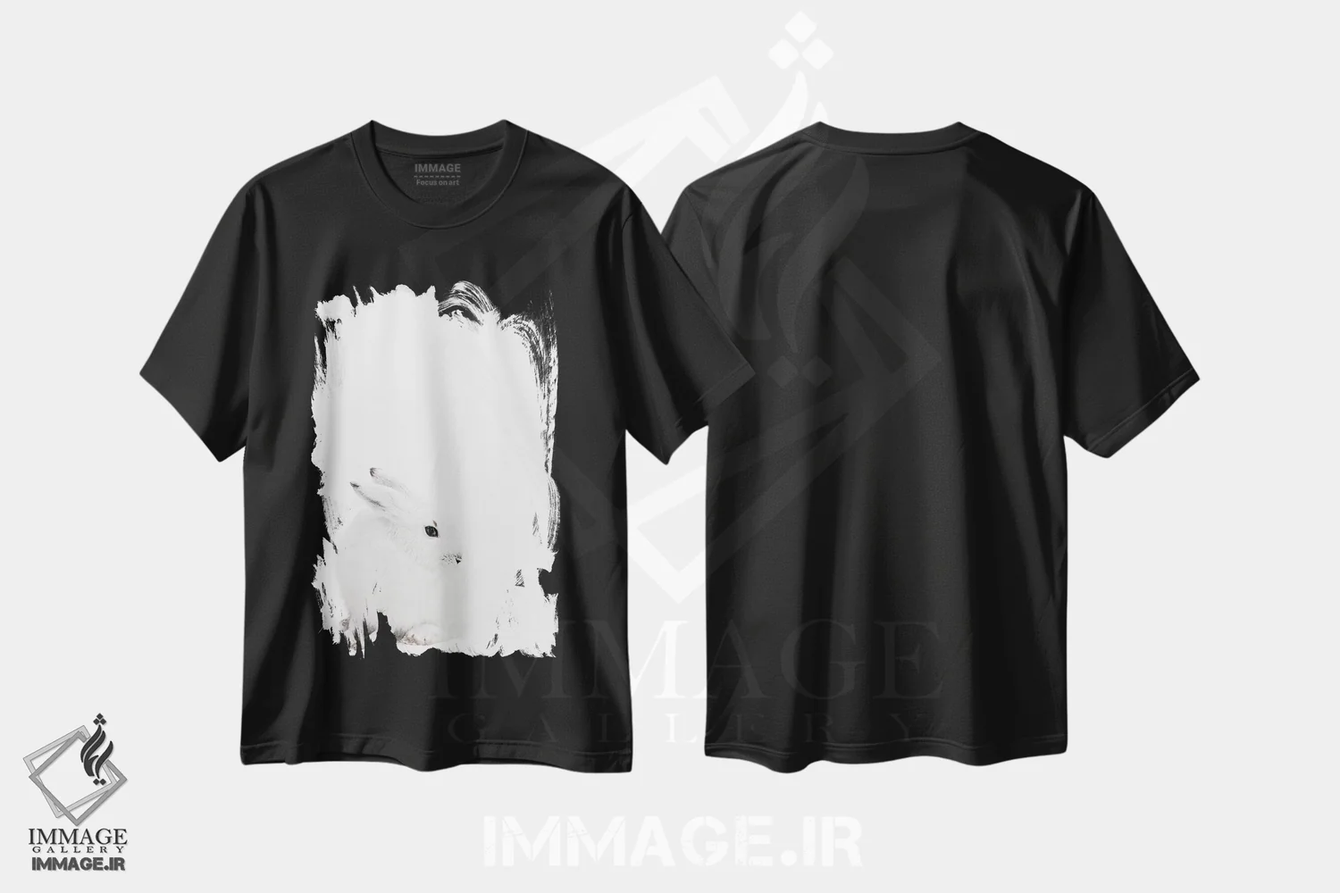 تیشرت مشکی طرح دار خرگوش قطبی I، مدیوم اثر مونیکا استریگل | فروشگاه ایماژ