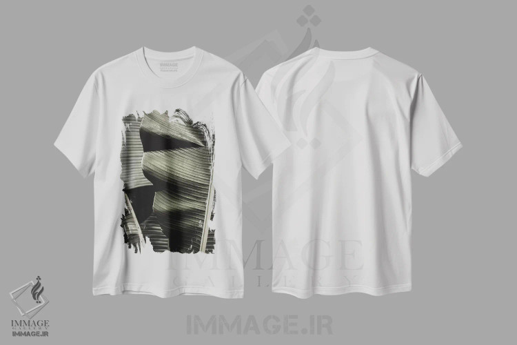 تیشرت سفید طرح دار برگ موز سبز، تزئینی اثر مونیکا استریگل | immage.ir