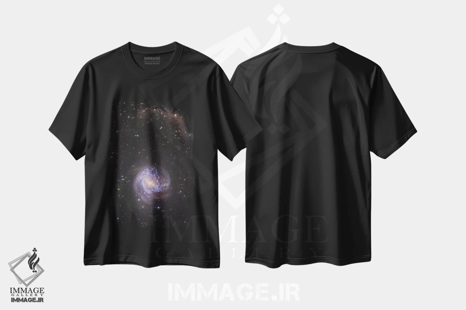 تیشرت مشکی طرح دار ام۸۳، کهکشان مارپیچی در مار ابی دوم، مدیوم اثر رابرت گندلر | فروشگاه ایماژ