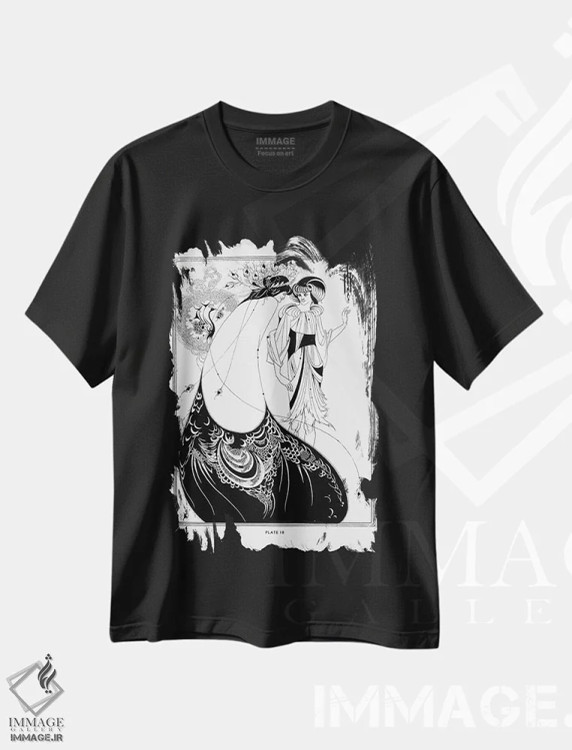 تیشرت مشکی طرح دار سالومه اثر اسکار وایلد، آرت نوو اثر آبری بردزلی | immage.ir