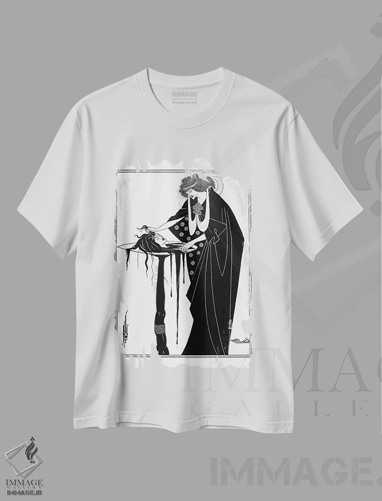 تیشرت سفید طرح دار سالومه اثر اسکار وایلد، آرت نوو اثر آبری بردزلی | immage.ir