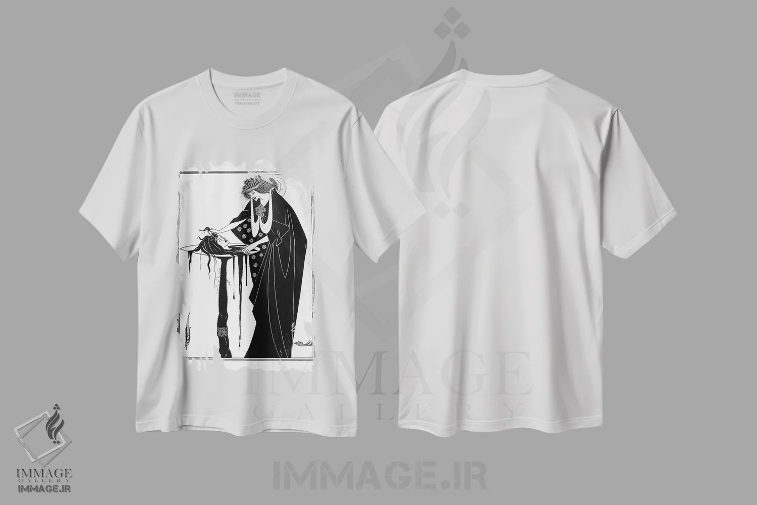 تیشرت سفید طرح دار سالومه اثر اسکار وایلد، آرت نوو اثر آبری بردزلی | immage.ir