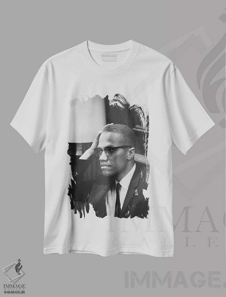 تیشرت سفید طرح دار مالکوم ایکس، تزئینی اثر ماریون تریکوسکو | immage.ir