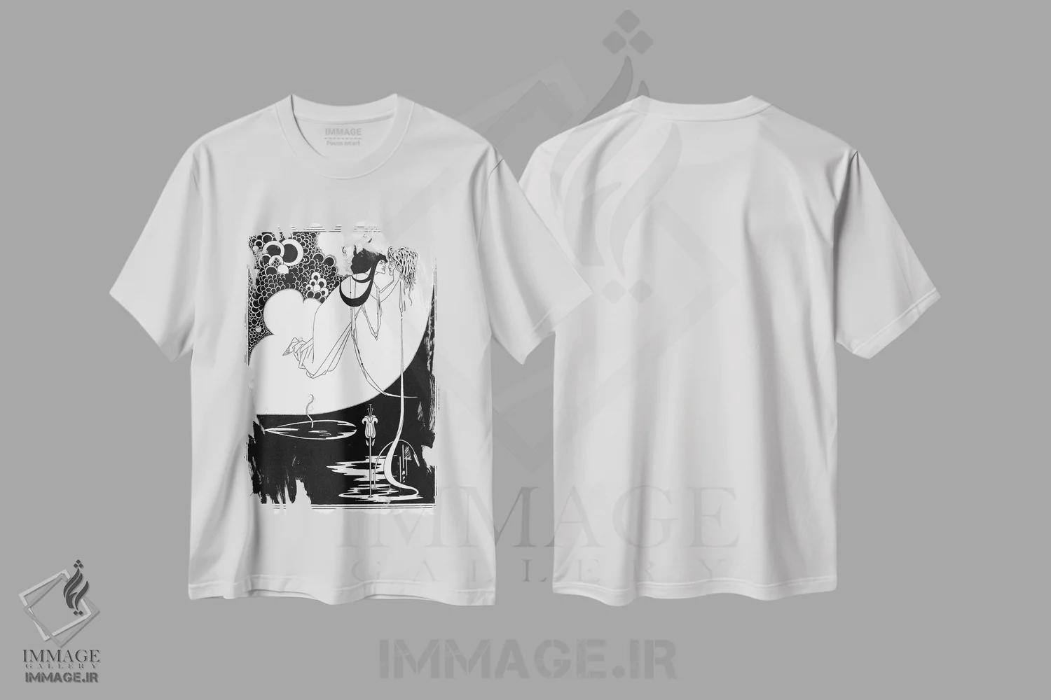 تیشرت سفید طرح دار سالومه اثر اسکار وایلد، آرت نوو اثر آبری بردزلی | immage.ir