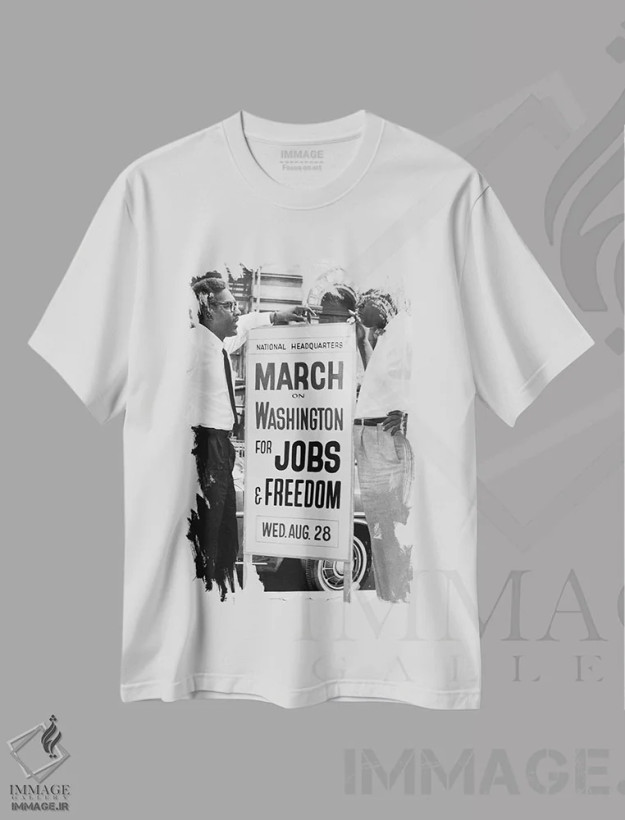 تیشرت سفید طرح دار راستین و رابینسون، ۱۹۶۳، تزئینی اثر اورلاندو فرناندز | فروشگاه ایماژ