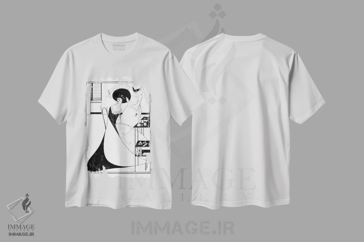 تیشرت سفید طرح دار سالومه اثر بیردزلی، آرت نوو اثر آبری وینسنت بردزلی | فروشگاه ایماژ