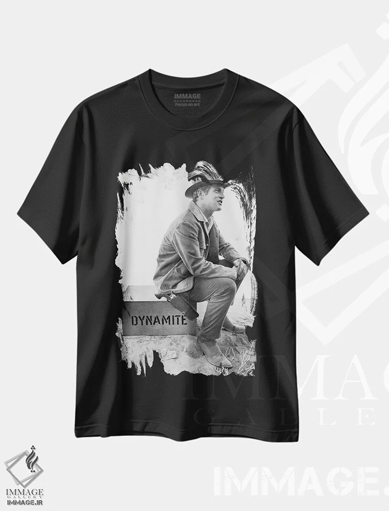 تیشرت مشکی طرح دار پل نیومن، تزئینی اثر ناشناس | immage.ir