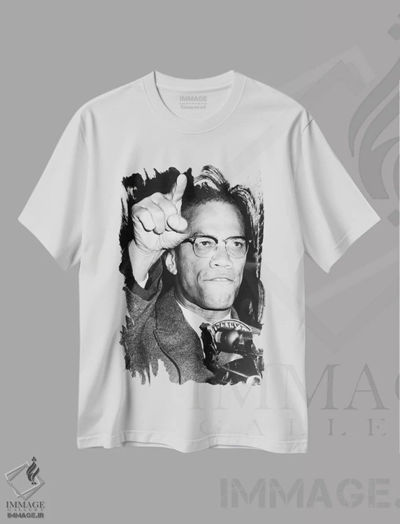 تیشرت سفید طرح دار مالکوم ایکس، تزئینی اثر ناشناس | فروشگاه ایماژ