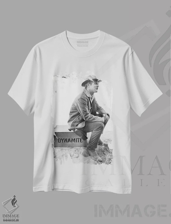 تیشرت سفید طرح دار پل نیومن، تزئینی اثر ناشناس | فروشگاه ایماژ