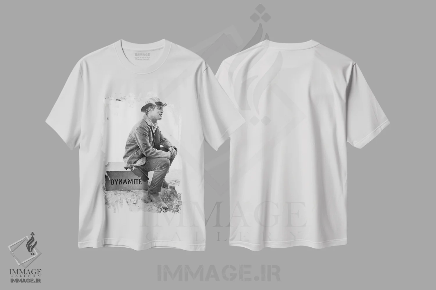 تیشرت سفید طرح دار پل نیومن، تزئینی اثر ناشناس | فروشگاه ایماژ